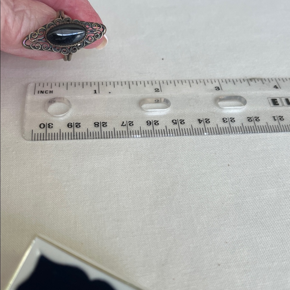 Vintage Onyx adjustable ring in box.